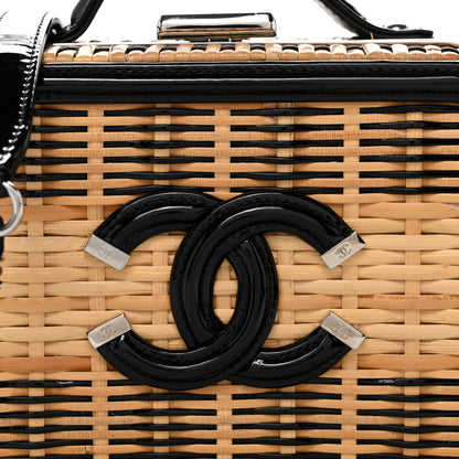 Chanel Raffia Patent Small CC Filigree Vanity Case Black 8 of 10