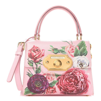 Dolce & Gabbana Vitello Peonie Printed Welcome Satchel Pink 1 of 9