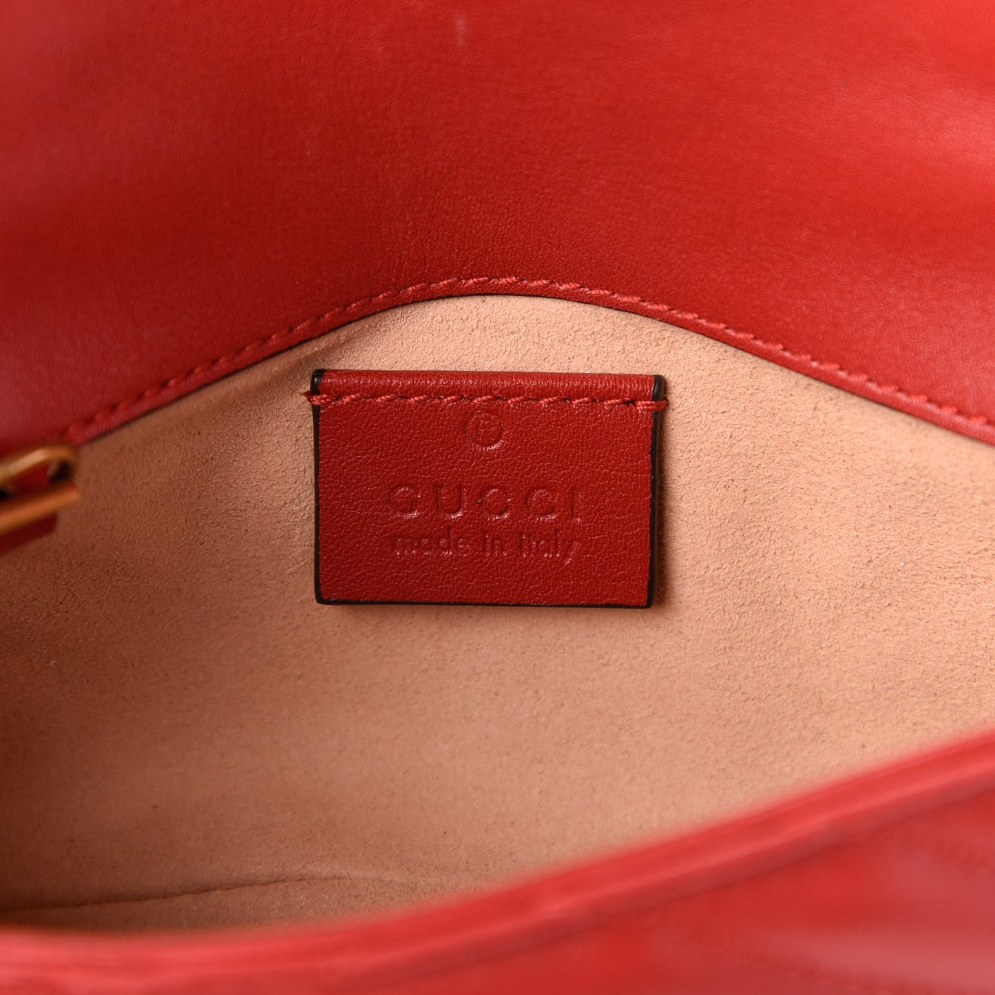 Calfskin Matelasse Super Mini GG Marmont Shoulder Bag Hibiscus Red