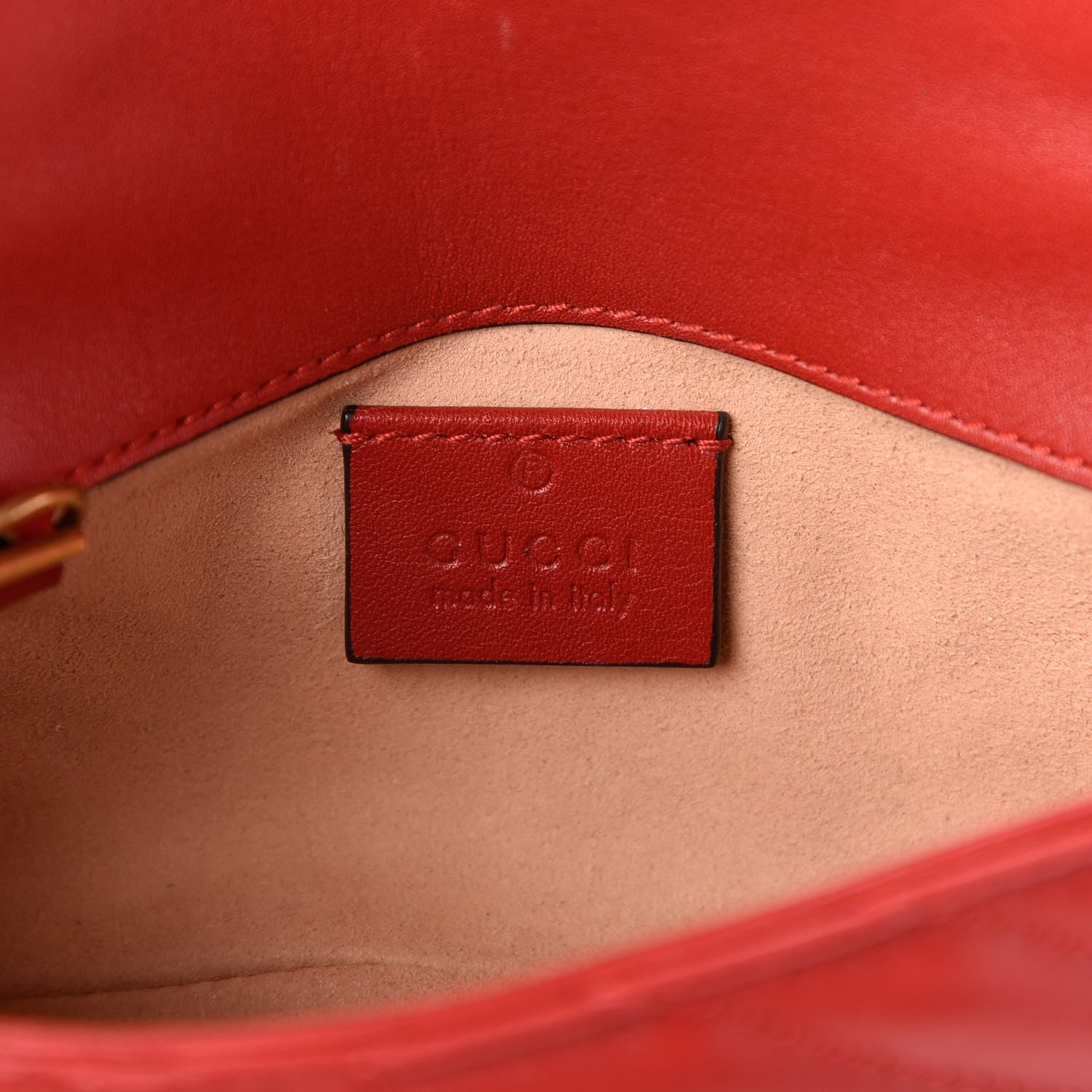 Gucci Calfskin Matelasse Super Mini GG Marmont Shoulder Bag Hibiscus Red 6 of 8