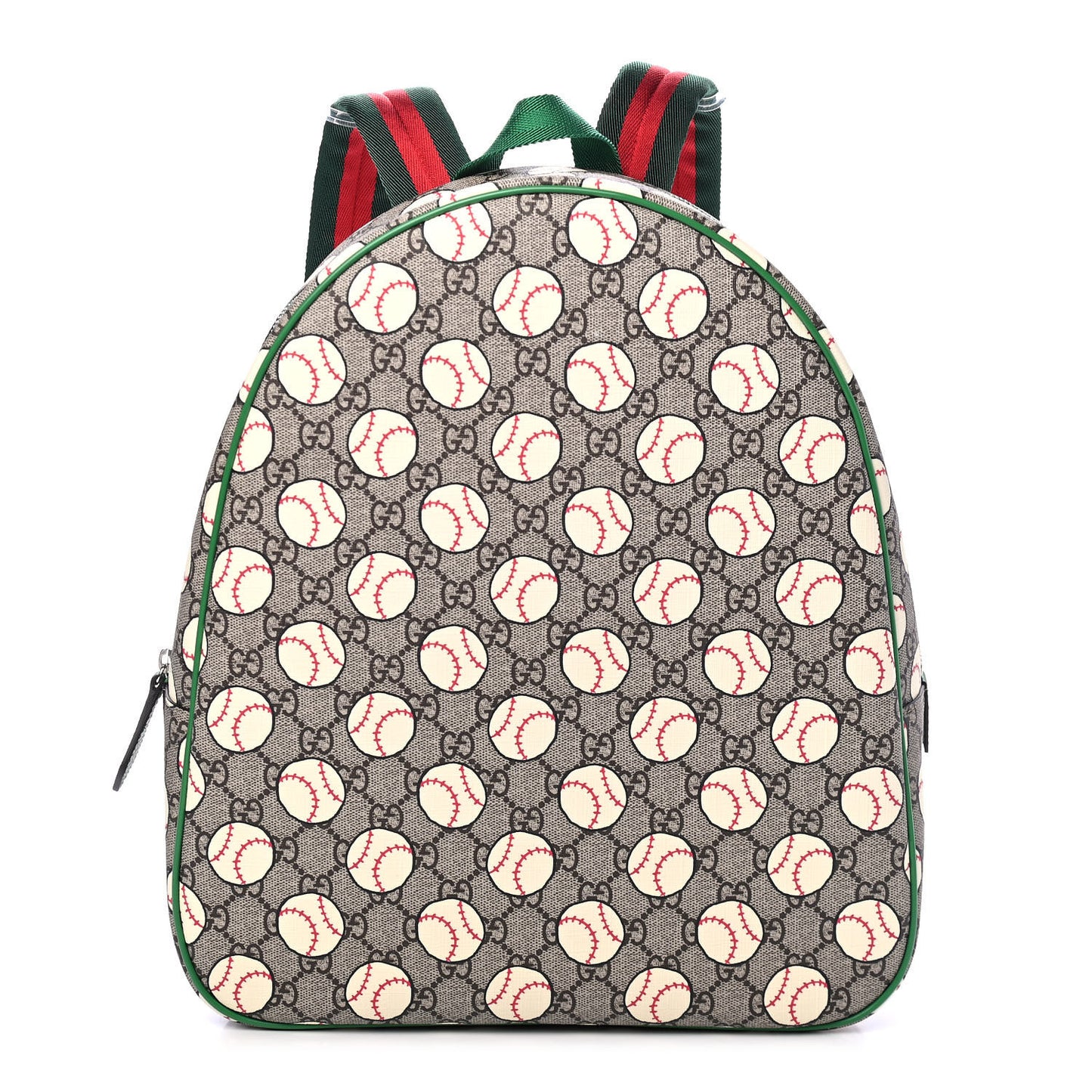 GG Supreme Monogram Baseballs Web Childrens Backpack Green