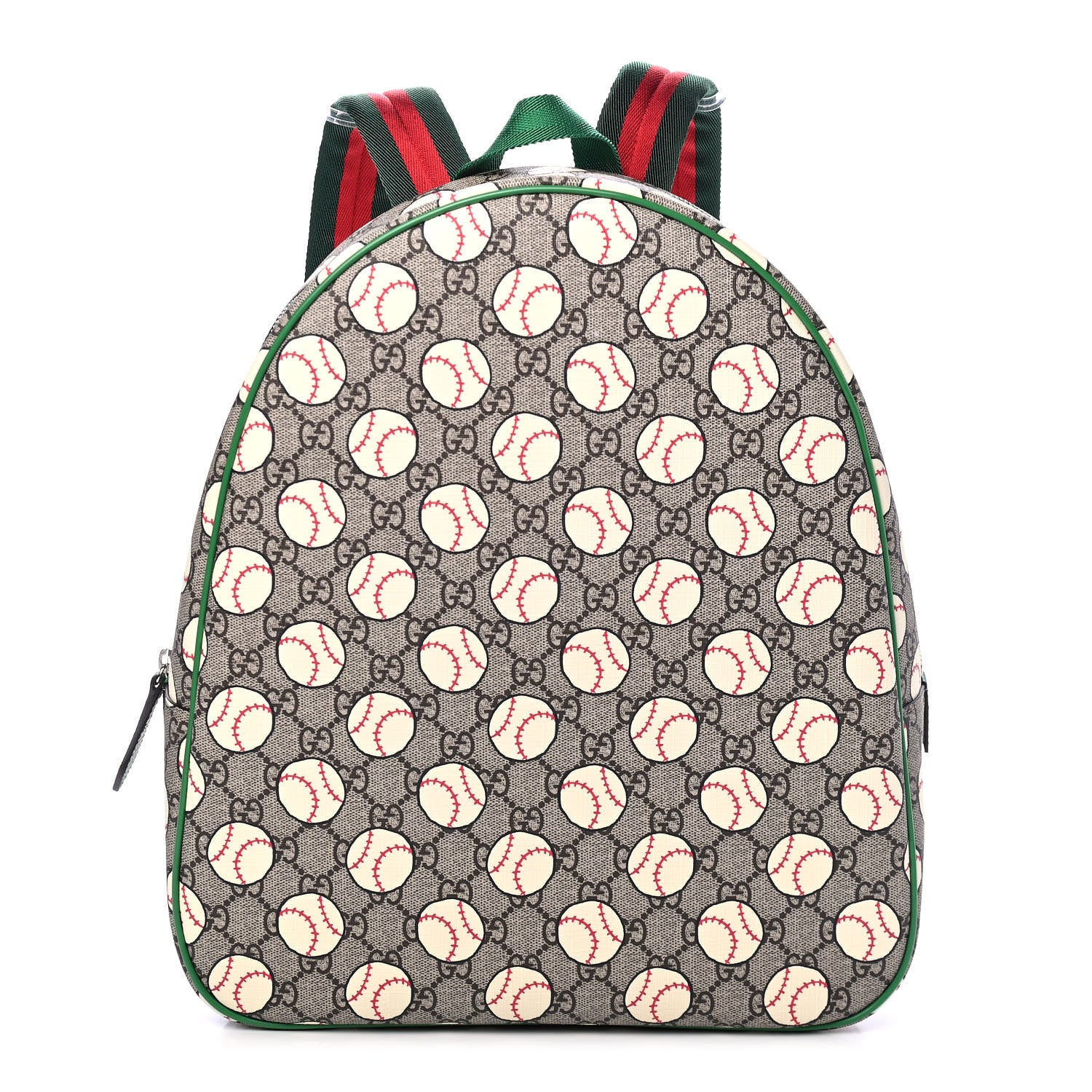 Gucci GG Supreme Monogram Baseballs Web Childrens Backpack Green 1 of 4