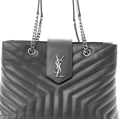 Saint Laurent Calfskin Y Quilted Monogram Large Loulou Shopper Storm 7 of 9