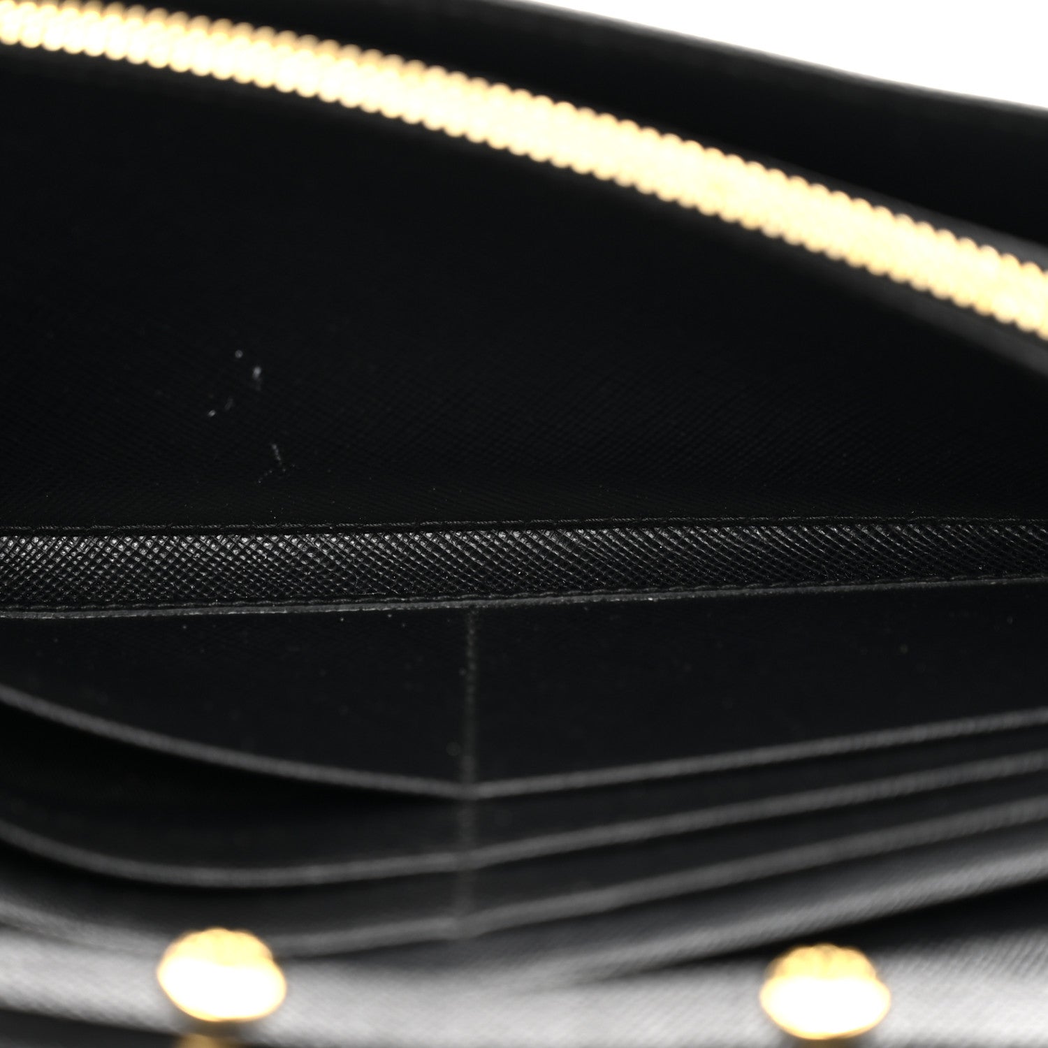Prada Saffiano Metal Oro Chain Wallet Black 4 of 10