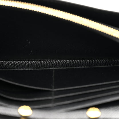 Prada Saffiano Metal Oro Chain Wallet Black 4 of 10