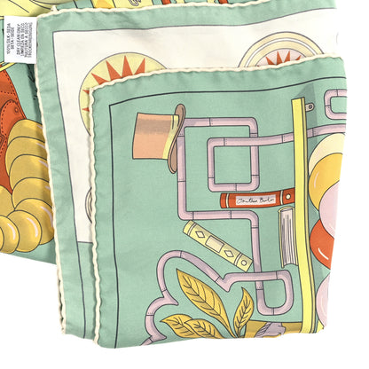 Hermes Silk Tea For Two Scarf 90 Vert Jade White 3 of 4