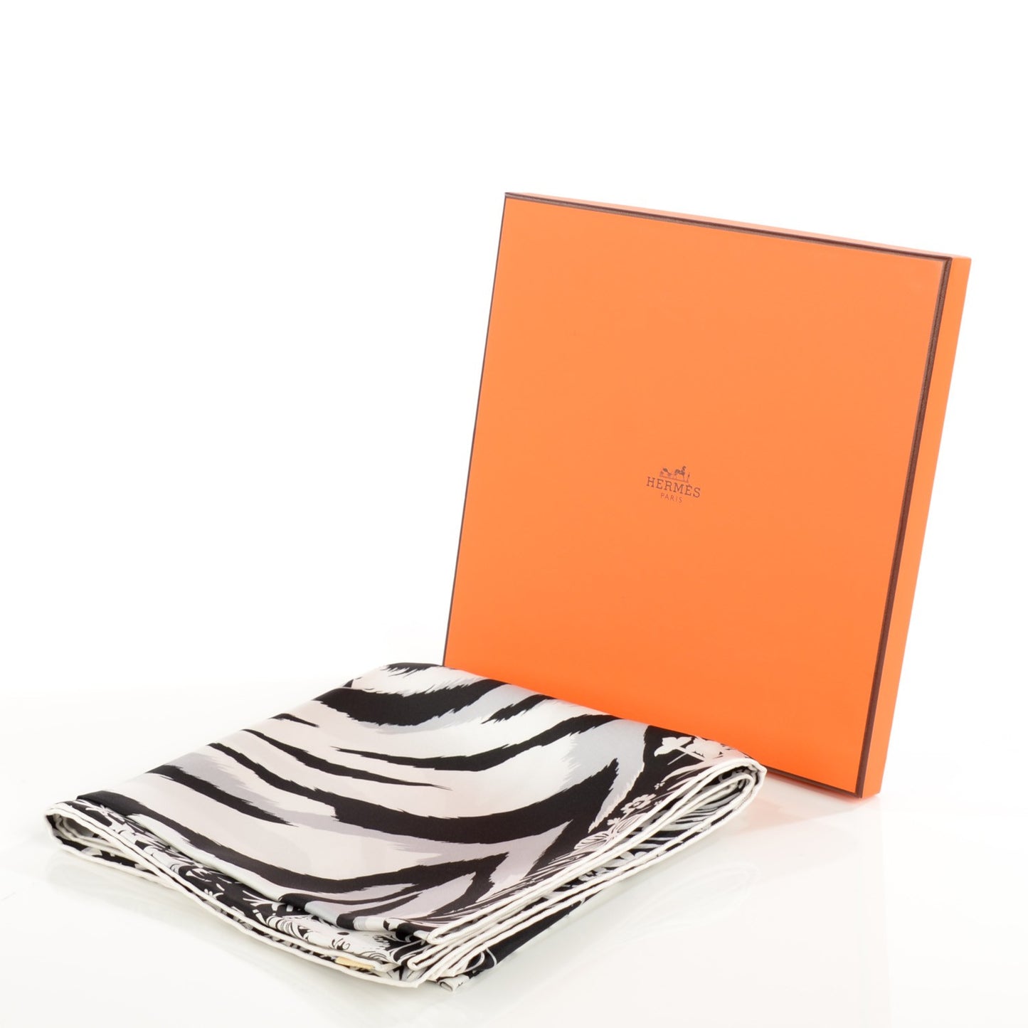Silk Tyger Tyger Scarf 90 Black Blanc Gris