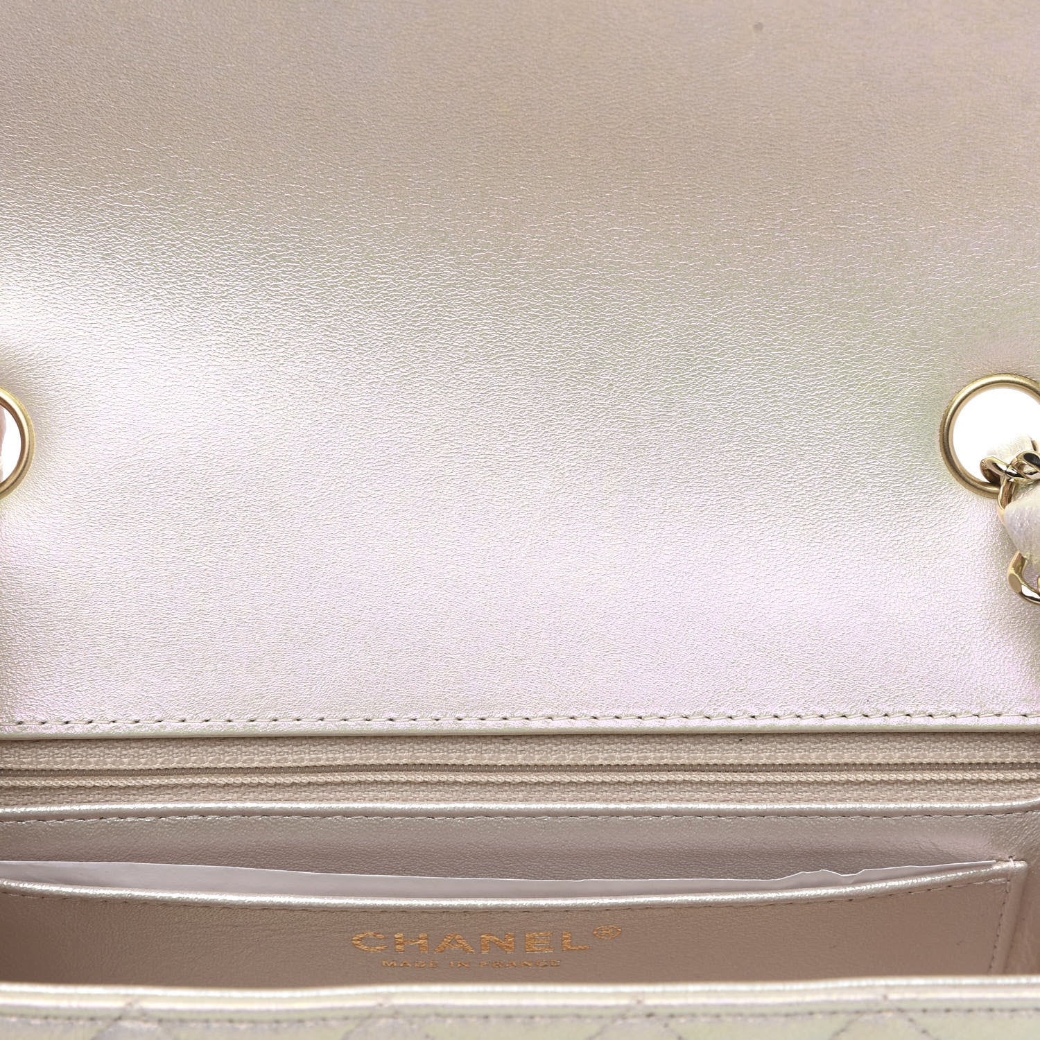 Chanel Iridescent Lambskin Quilted Mini Rectangular Flap Ivory 11 of 12
