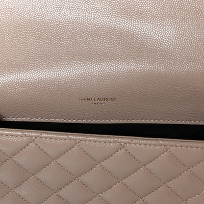 Saint Laurent Grain De Poudre Textured Mixed Matelasse Medium Triquilt Monogram Satchel Dark Beige 6 of 11