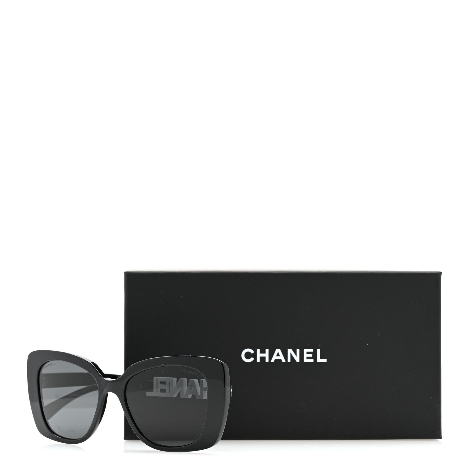Chanel Acetate Strass Polarized Square Sunglasses 5422-B Black White 8 of 8