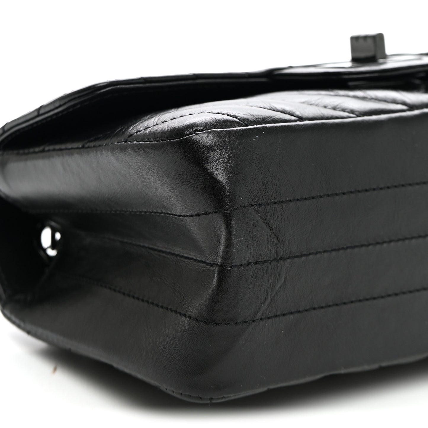 Aged Calfskin Chevron Quilted 2.55 Reissue Mini Flap So Black