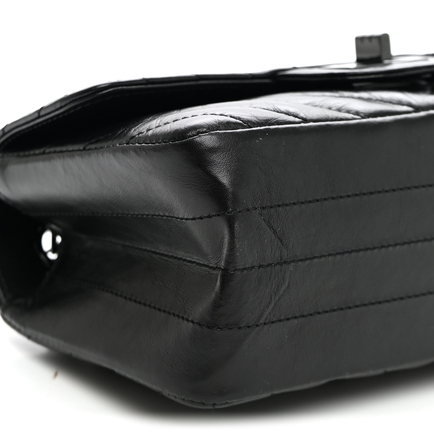 Chanel Aged Calfskin Chevron Quilted 2.55 Reissue Mini Flap So Black 9 of 10