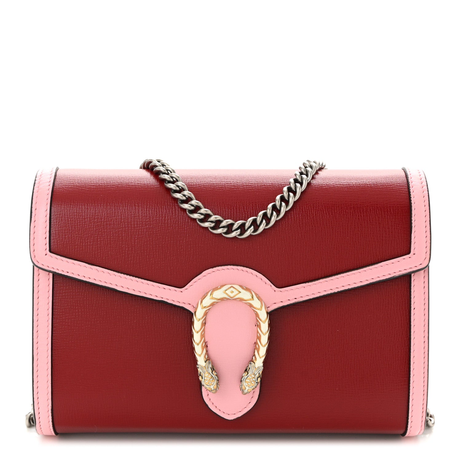 Gucci Azalea Calfskin Enamel Mini Dionysus Chain Wallet New Cherry Red Wild Rose Off White 1 of 11