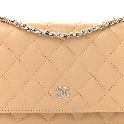 Chanel Caviar Quilted Wallet on Chain WOC Beige 9 of 11