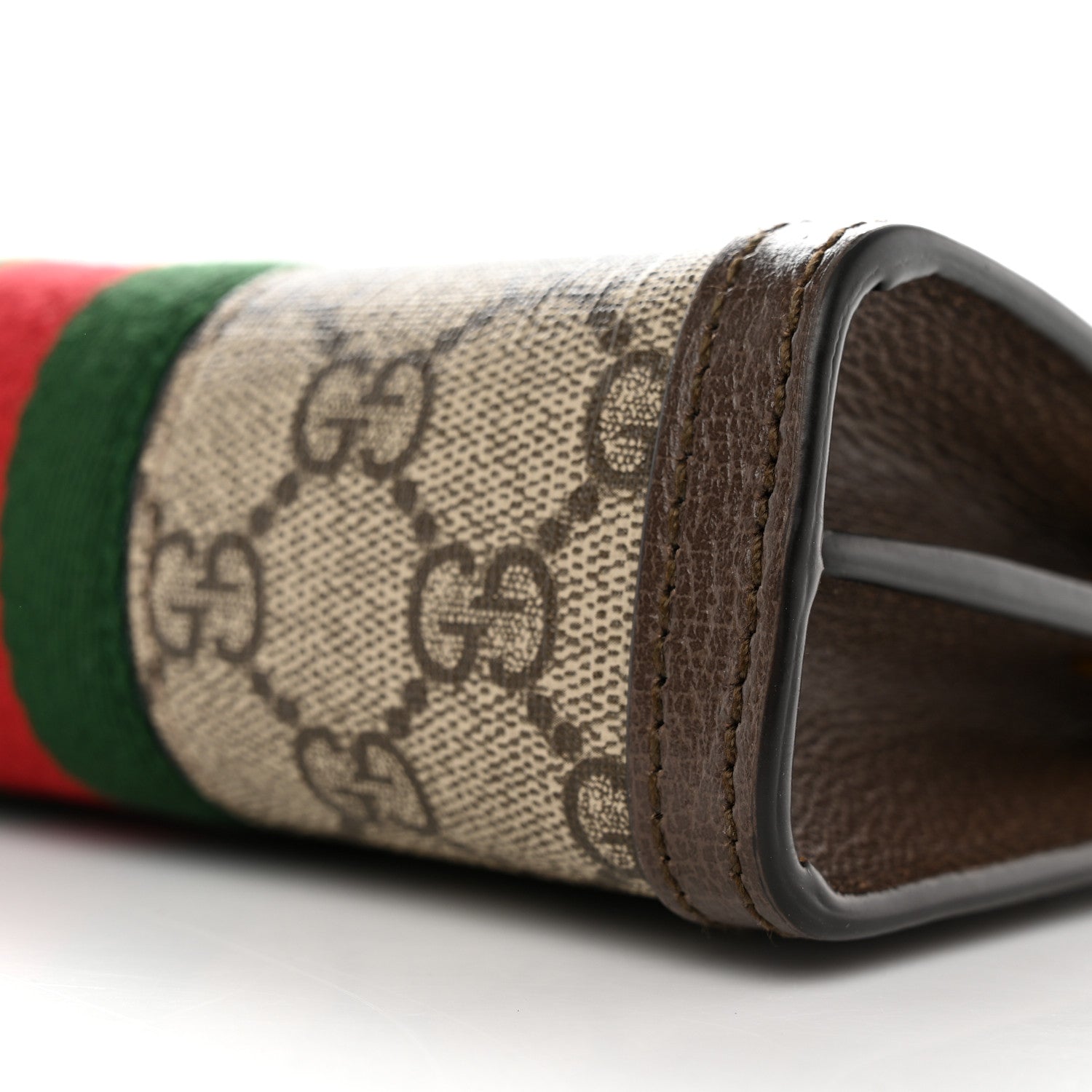 Gucci GG Supreme Monogram Textured Dollar Calfskin Web Mini Ophidia Chain Shoulder Bag Beige Ebony New Acero 10 of 12