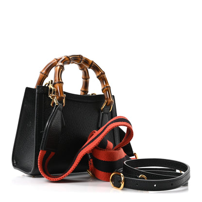 Gucci Textured Dollar Calfskin Web Mini Diana Tote Bag Black Dusty Grey 3 of 10