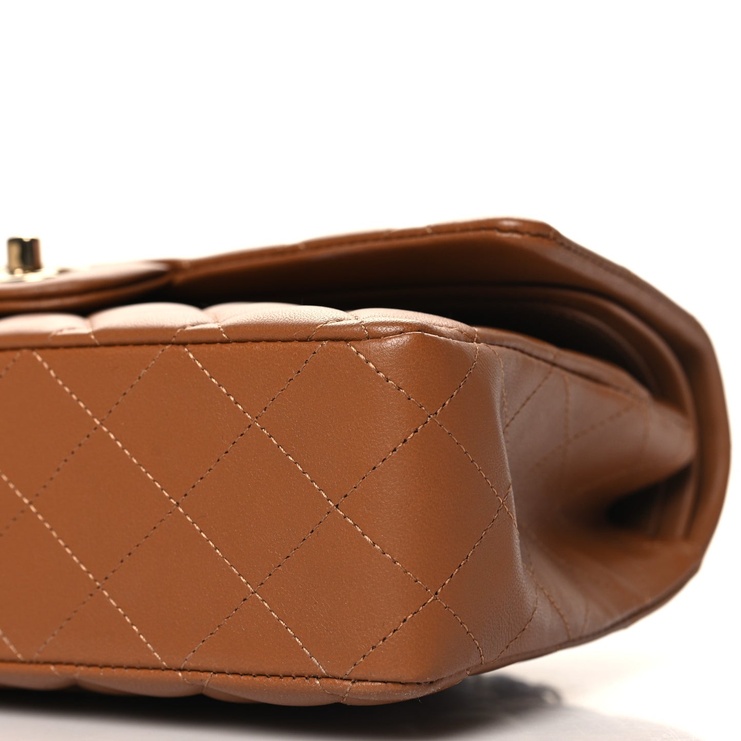 Lambskin Quilted Medium Double Flap Brown