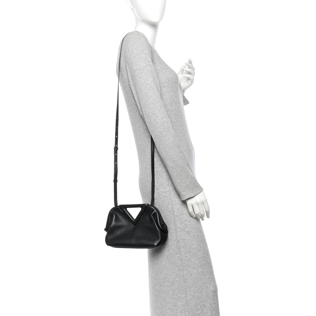 Calfskin Small The Point Triangle Bag Black