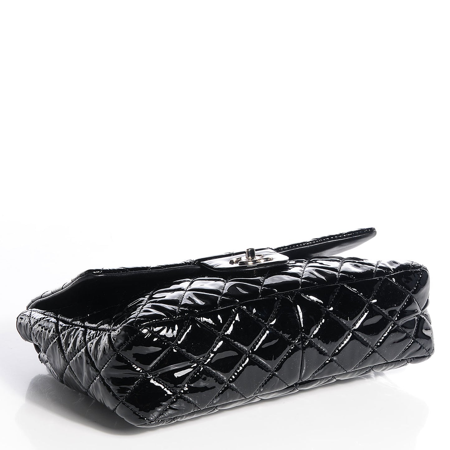 Patent Quilted Jumbo Single Flap Black