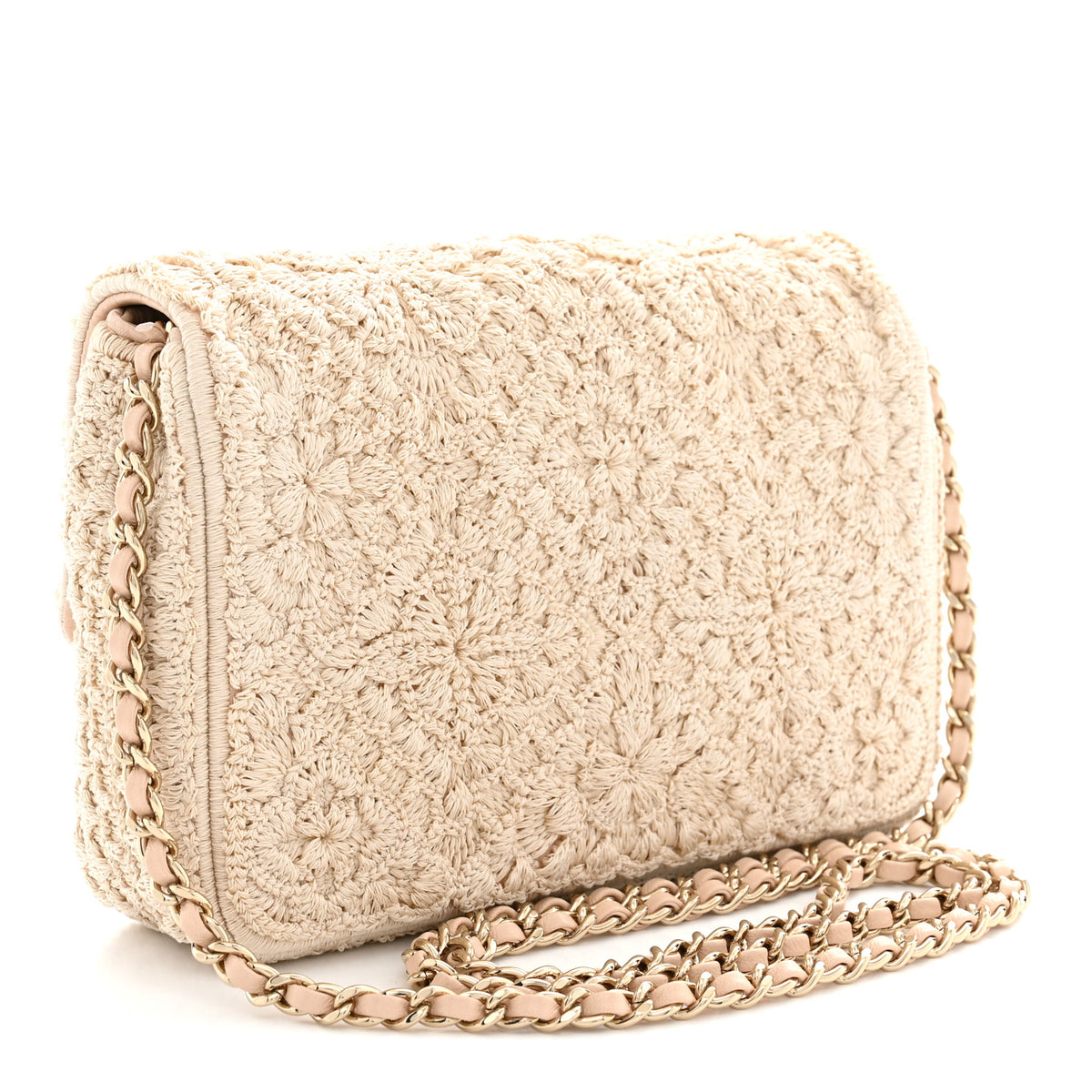 Chanel Crochet Embroidered Camelia Mini Rectangular Flap Ecru 3 of 10