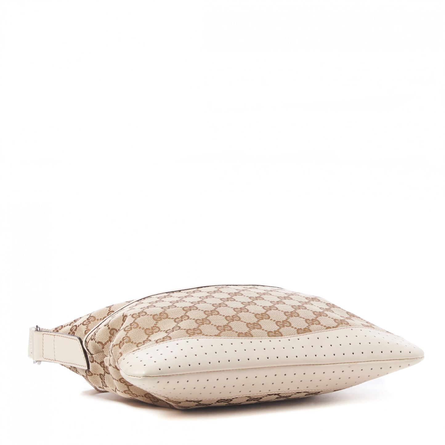 Monogram Calfskin Perforated Medium Flat Messenger Bag Off White