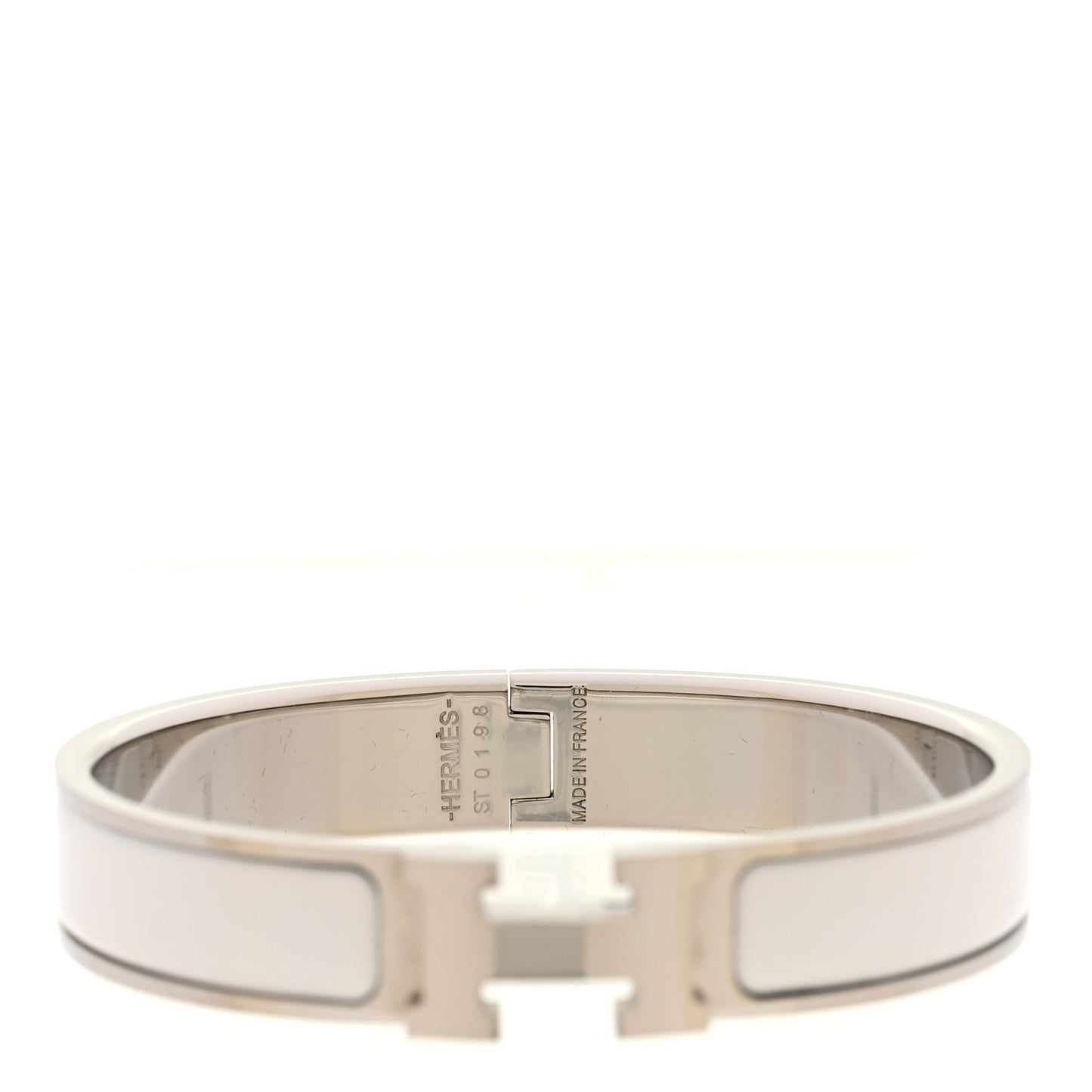 Enamel Narrow Clic Clac H Bracelet GM White