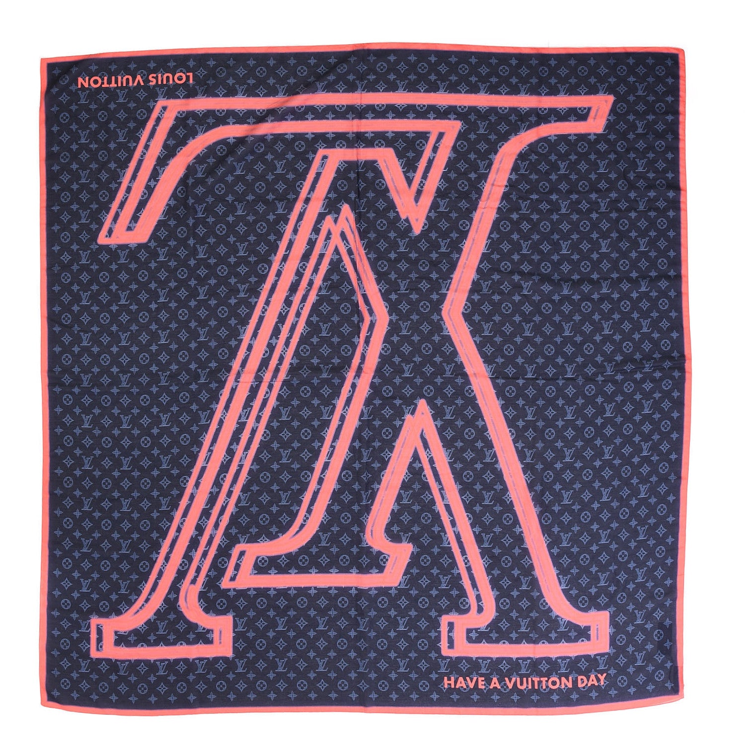 Louis Vuitton Silk Monogram Upside Down Scarf Marine 1 of 6