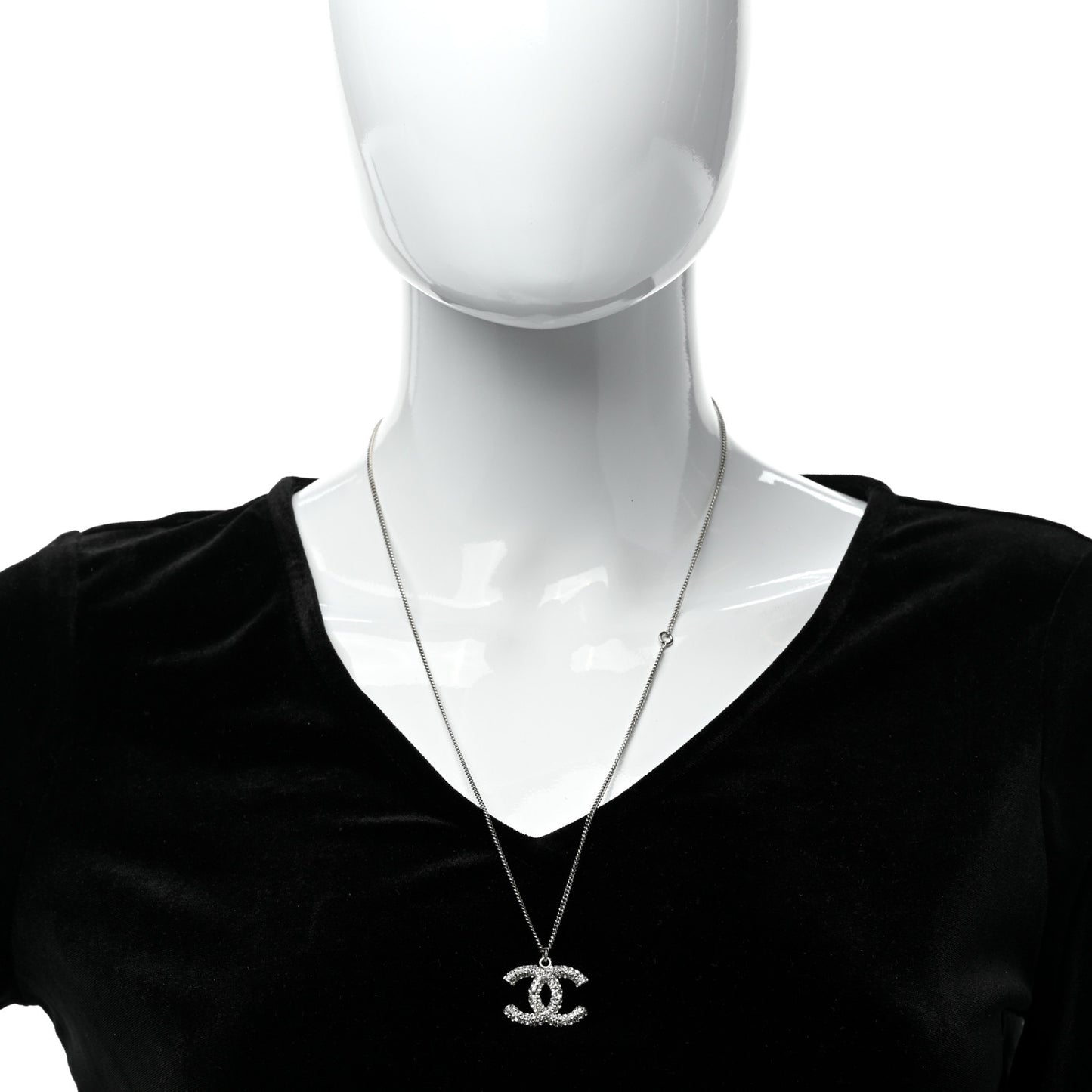 Crystal CC Pendant Necklace Silver