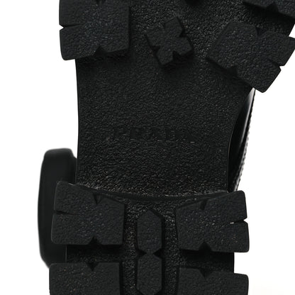 Prada Spazzolato Rois Nylon Metal Triangle Logo Monolith Pouch Pocket 55mm Boots 40 Black 6 of 8