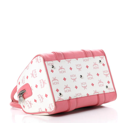 MCM Visetos Small Boston Bag Pink White 4 of 18