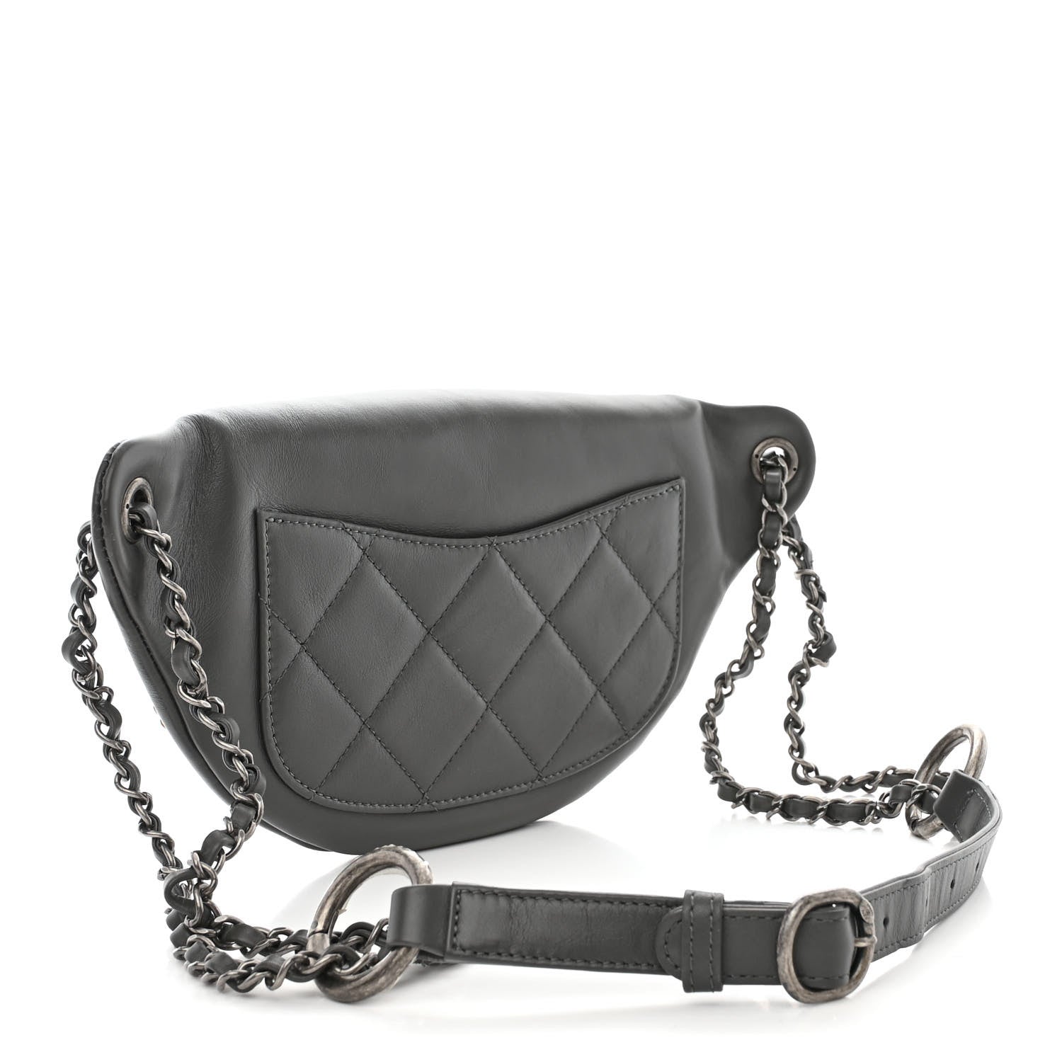 Chanel Calfskin Chain 20s Signe Waist Bag Grey 3 of 10