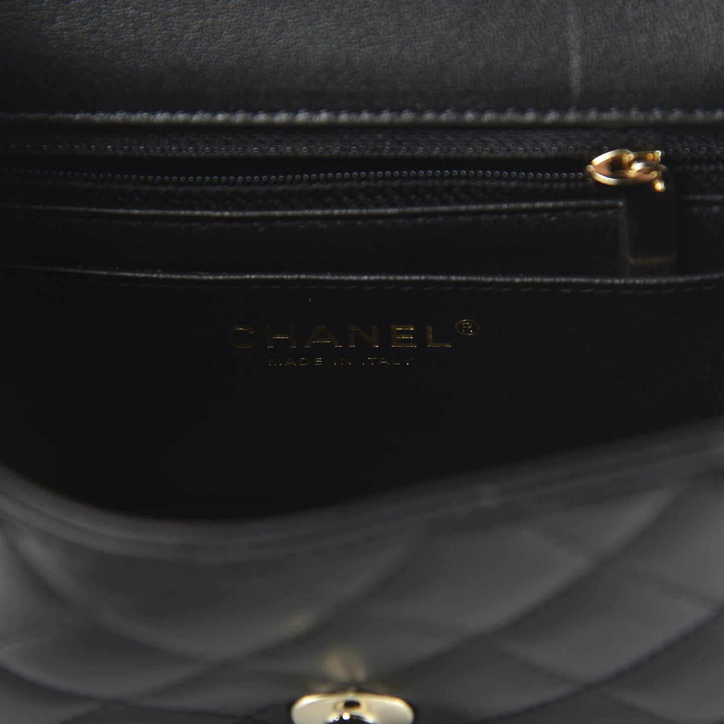 Lambskin Quilted Mini Rectangular Flap Black