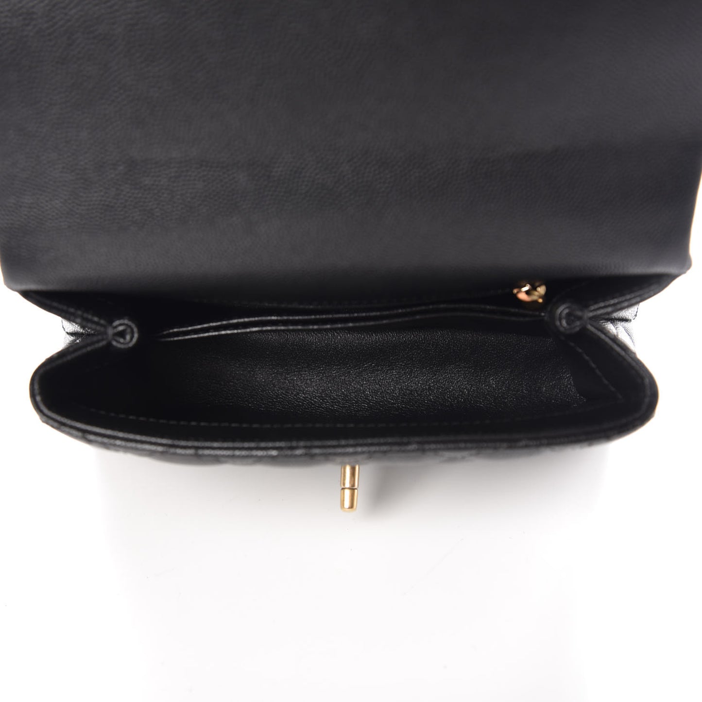 Caviar Lizard Quilted Mini Coco Handle Flap Black