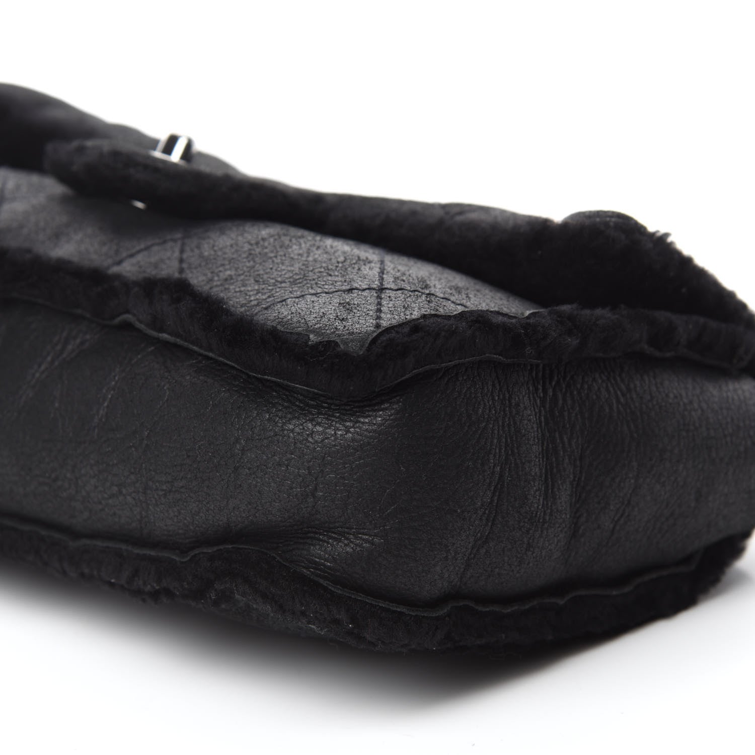 Chanel Shearling Quilted Medium Single Flap Black 7 of 10