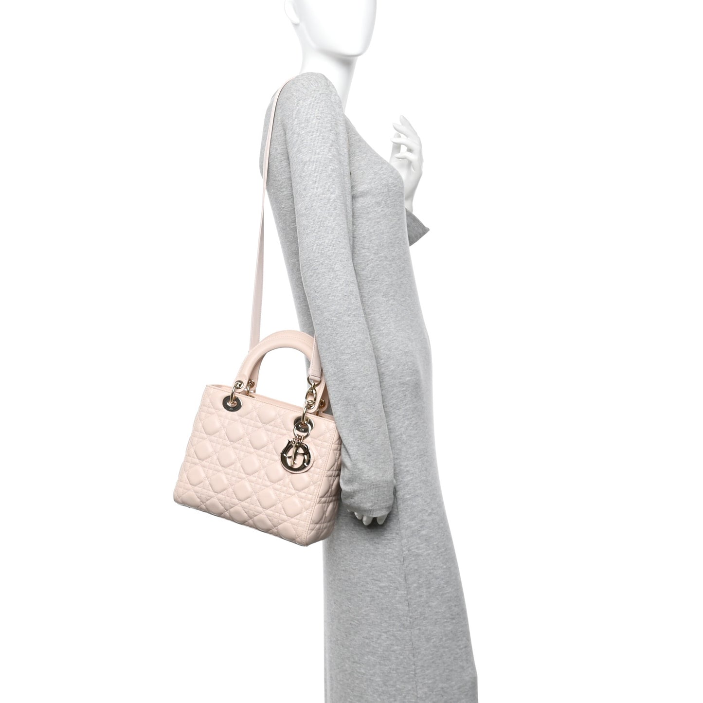 Lambskin Cannage Medium Lady Dior Powder Pink