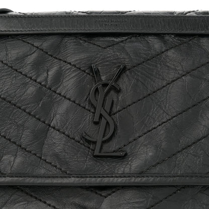 Saint Laurent Crinkled Calfskin Matelasse Monogram Medium Niki Chain Satchel Black 8 of 14