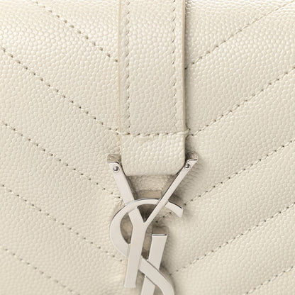 Saint Laurent Grain De Poudre Textured Mixed Matelasse Triquilt Small Monogram Satchel Optical White 12 of 12