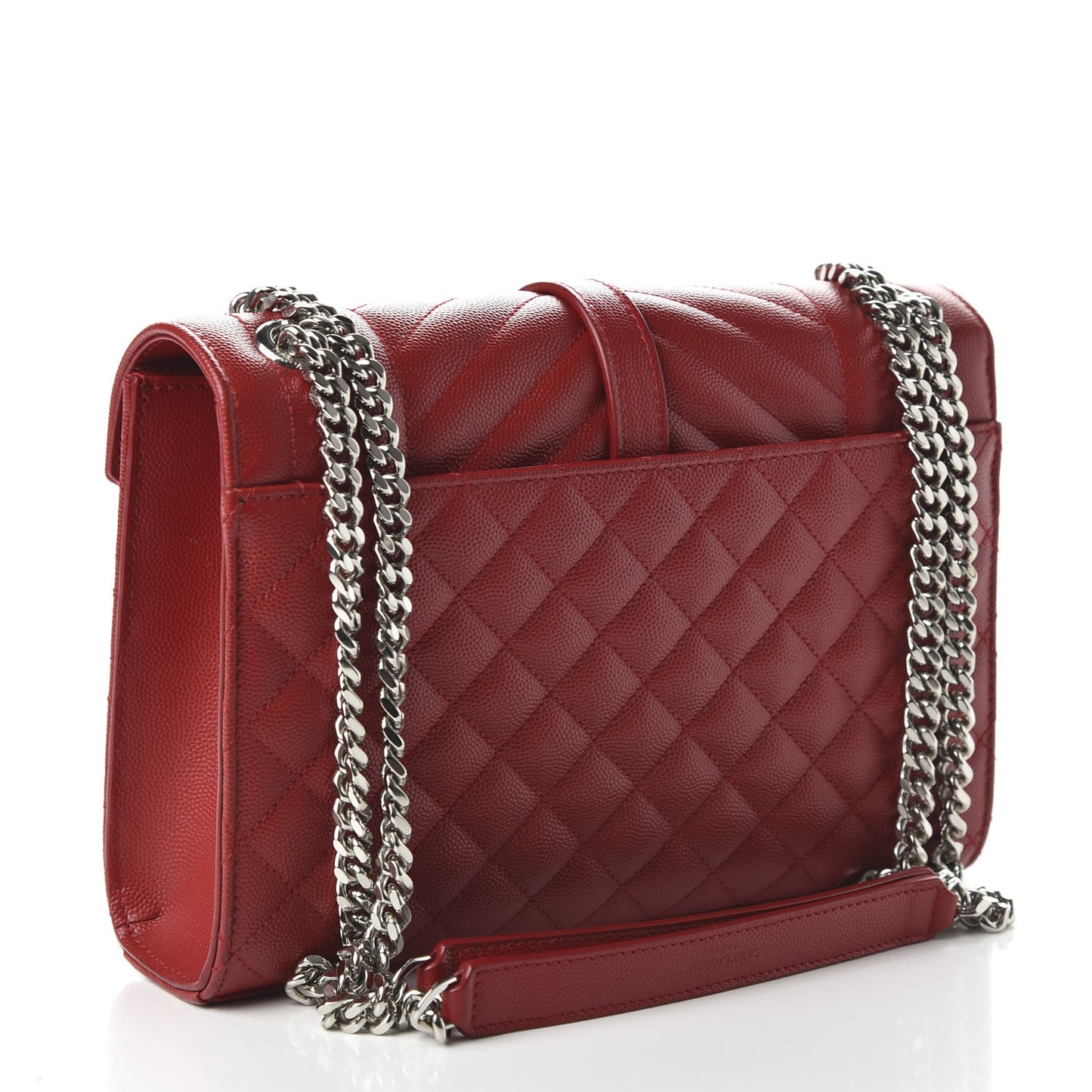 Grain De Poudre Textured Mixed Matelasse Triquilt Medium Monogram Satchel New Red