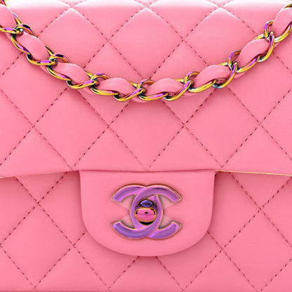 Chanel Lambskin Quilted Mini Rectangular Flap Pink Yellow 8 of 10