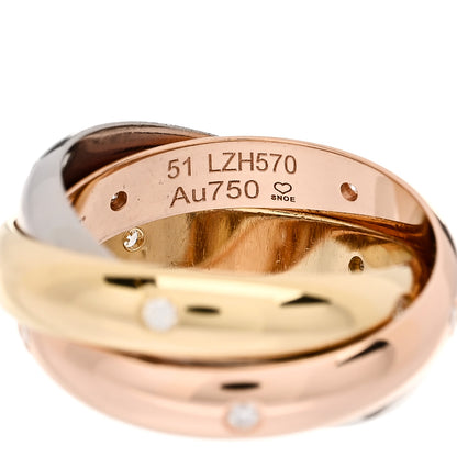 Cartier 18K Pink Yellow White Gold Diamond Medium Trinity Ring 51 5.75 5 of 6