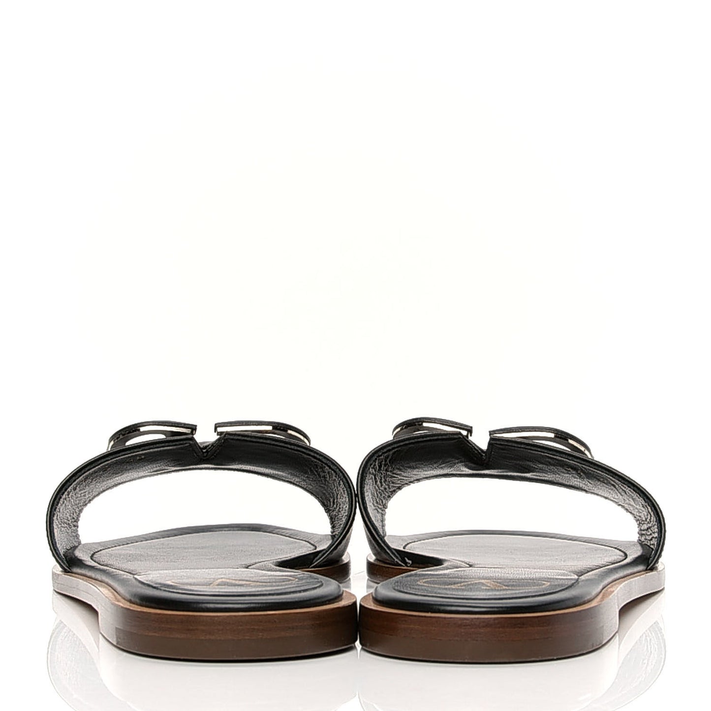Calfskin Vlogo Flat Sandals 40 Black