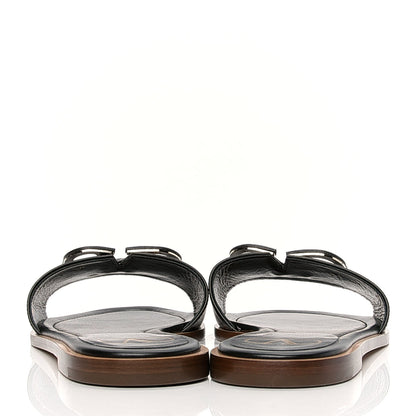 Valentino Garavani Calfskin Vlogo Flat Sandals 40 Black 4 of 6