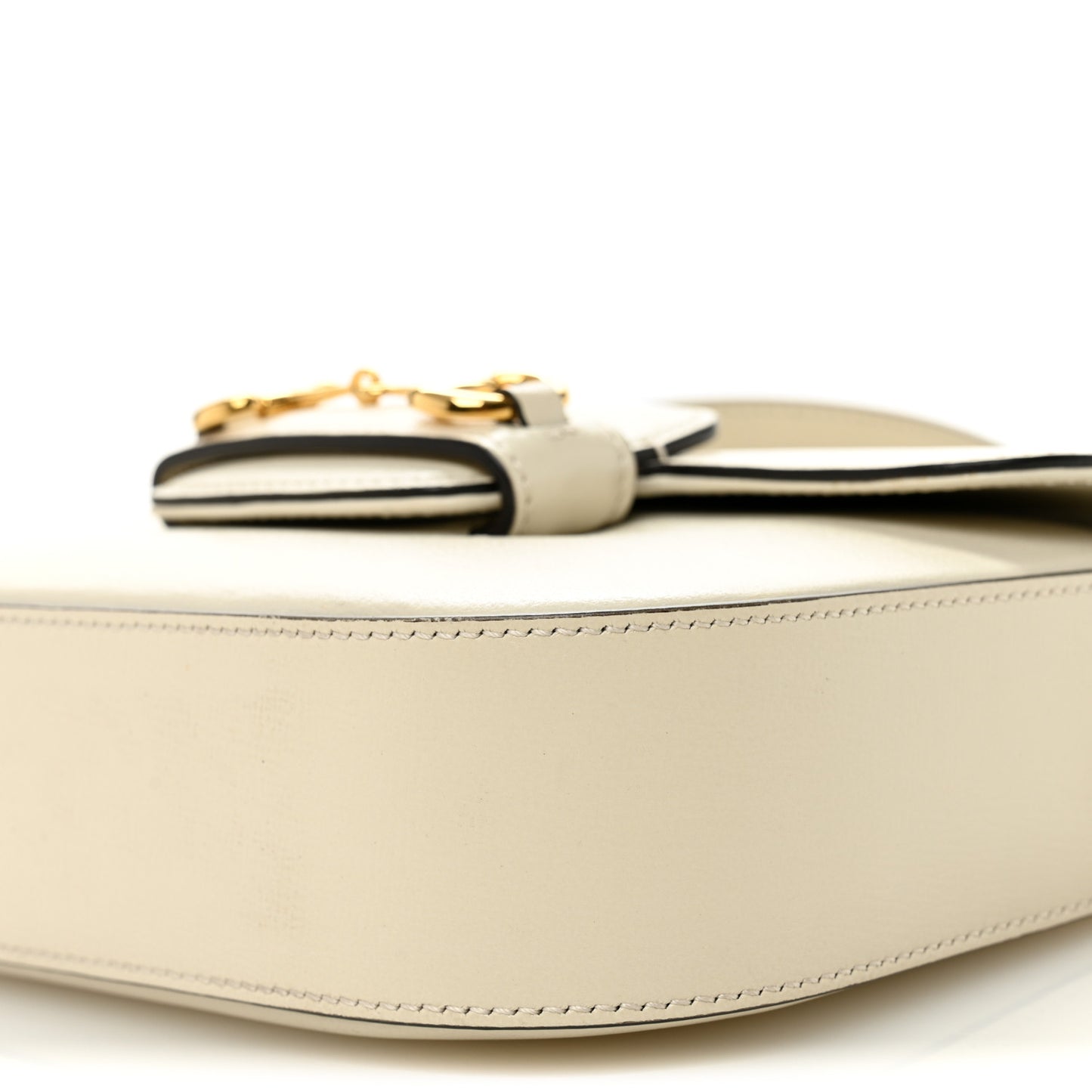 Azalea Calfskin Web Mini Horsebit 1955 Shoulder Bag Mystic White