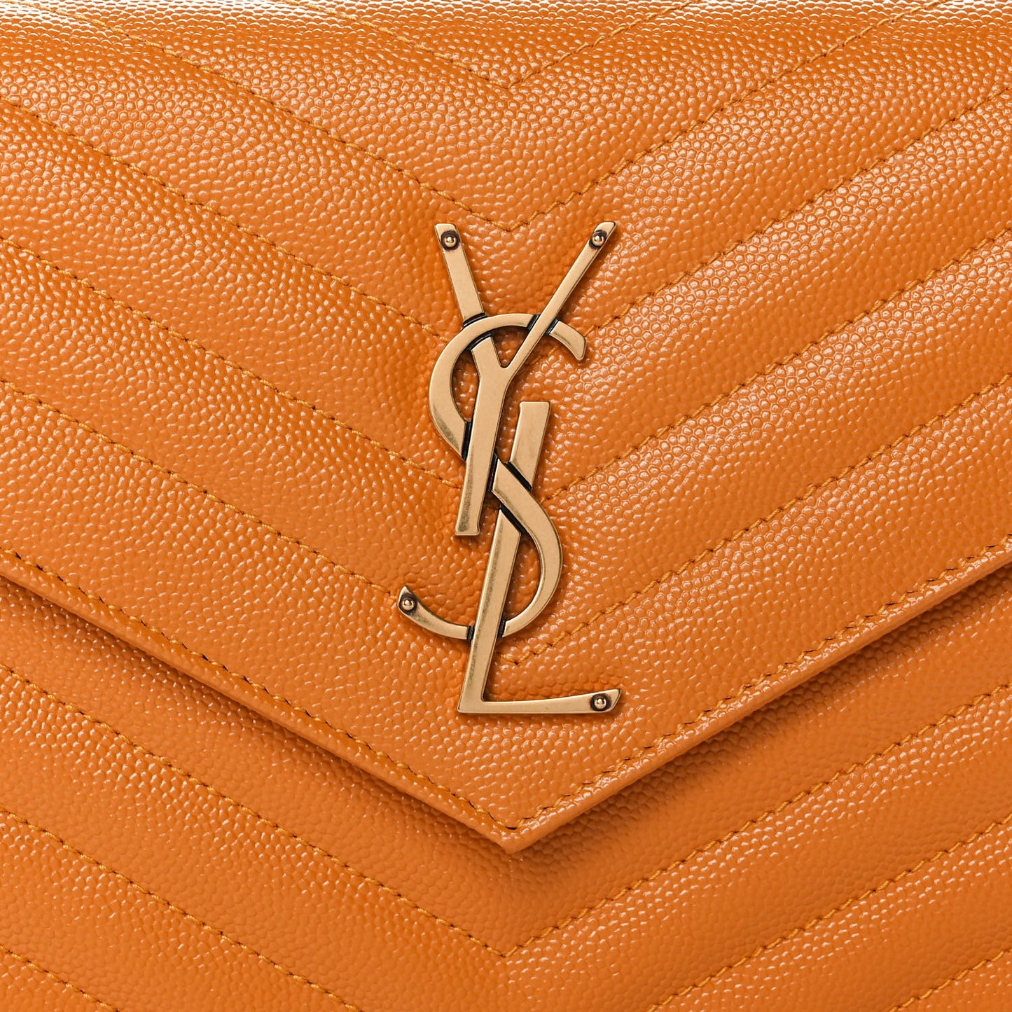 Grain De Poudre Matelasse Chevron Monogram Chain Wallet Senape Yellow