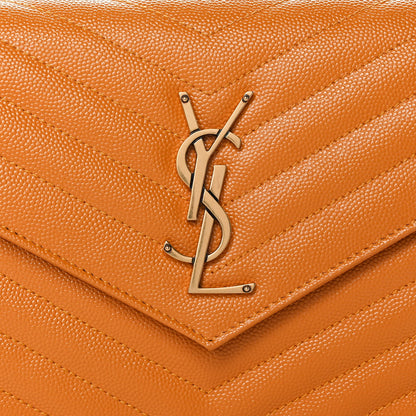 Saint Laurent Grain De Poudre Matelasse Chevron Monogram Chain Wallet Senape Yellow 6 of 8