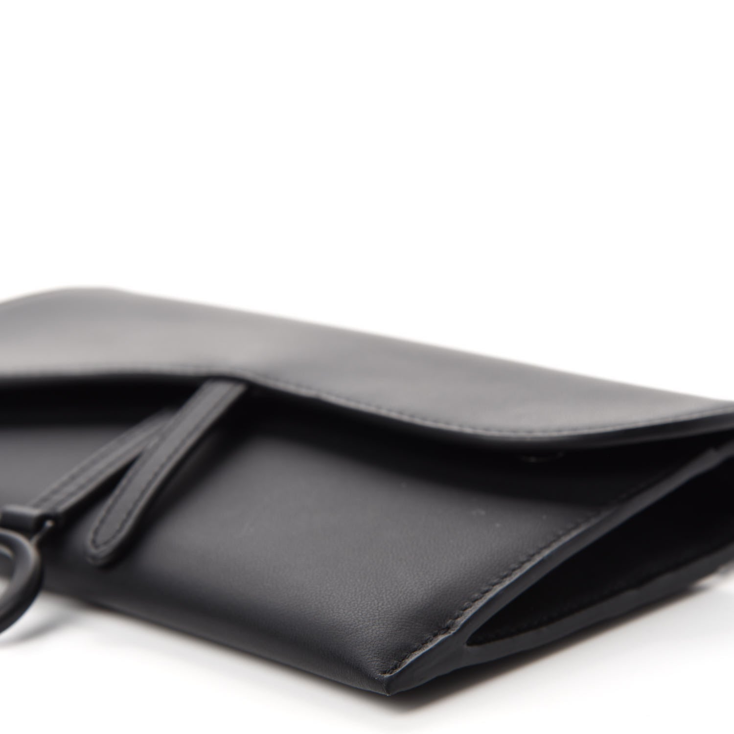 Christian Dior Ultra Matte Calfskin Saddle Chain Wallet Pouch Black 8 of 12