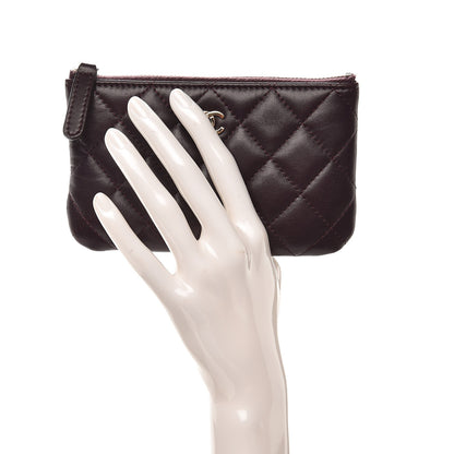 Chanel Lambskin Quilted Small Cosmetic Case Dark Purple 2 of 8