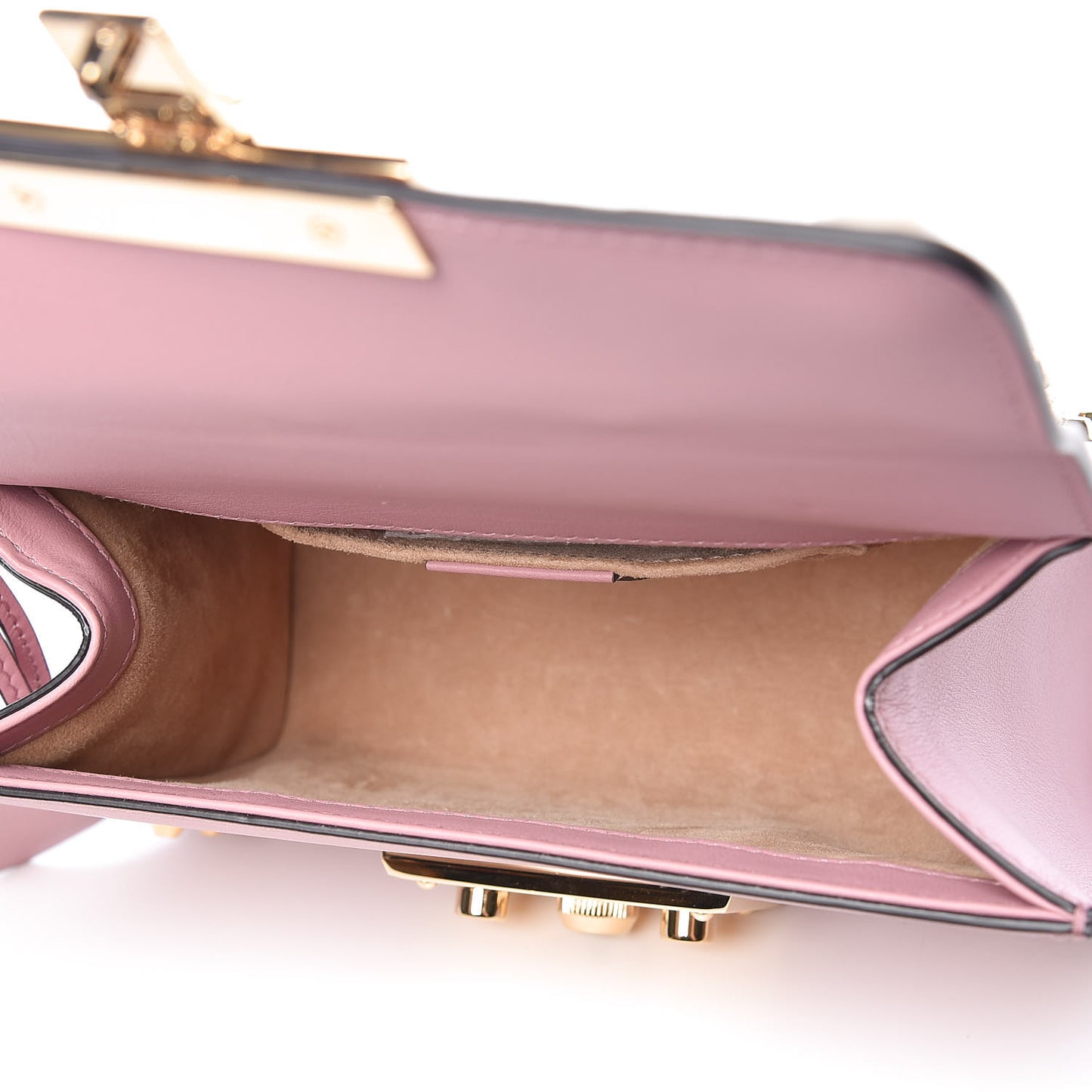 Calfskin Studded Small Padlock Shoulder Bag Carmine Rose