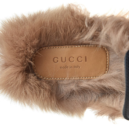 Gucci Calfskin Fur Tiger Embroidered Womens Princetown Slippers 36 Black 8 of 9