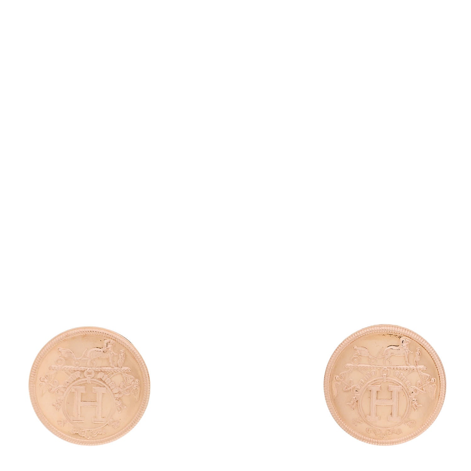 Hermes 18K Rose Gold TPM Ex-Libris Stud Earrings 1 of 5